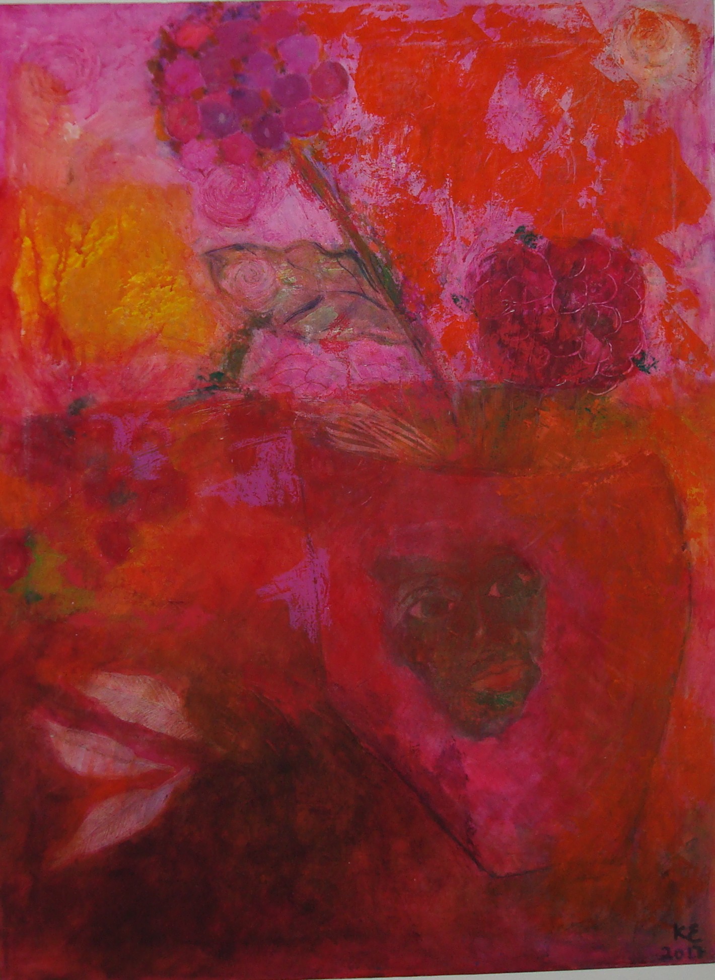 RØD 2017 80x60cm, værk af Karen Ehlig Jensen