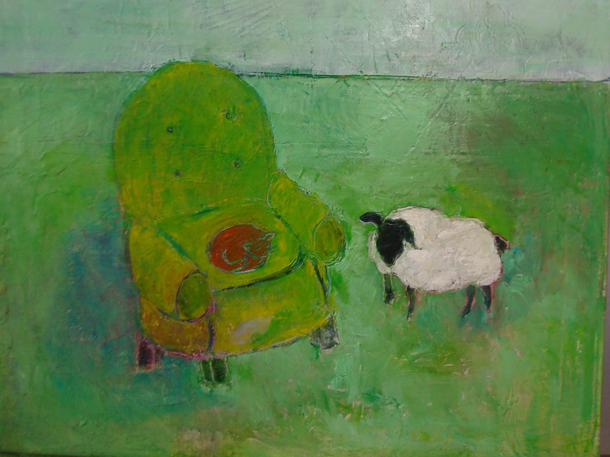 Landskab2019 40x40cm, værk af Karen Ehlig Jensen