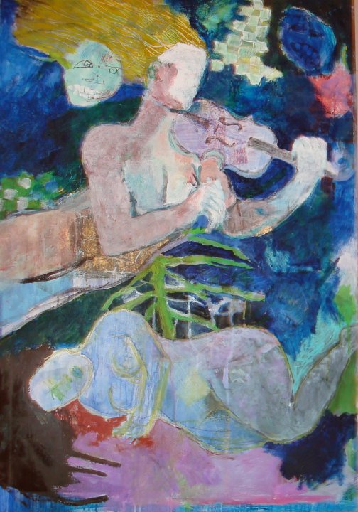 Orfeus og eurodike 100x60cm, værk af Karen Ehlig Jensen